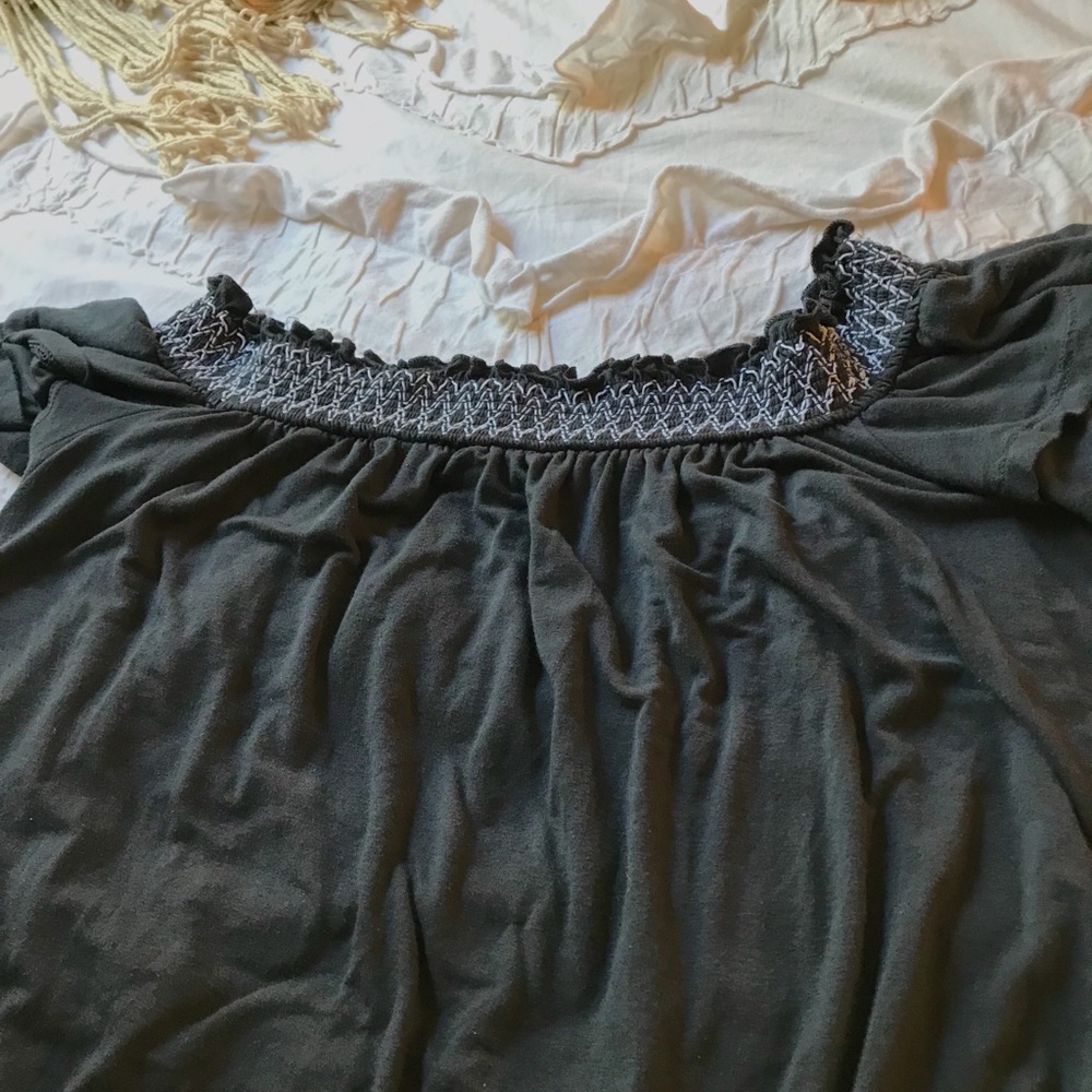 dark gray off the shoulder top